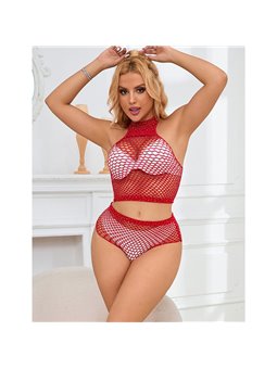Subblime 952402 - Body a Rete 2 Pezzi con Strass Taglia Unica Rosso