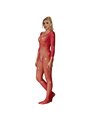 Subblime - 952419 Fishnet Bodystocking With Diamonds Long Sleeve Red One Size