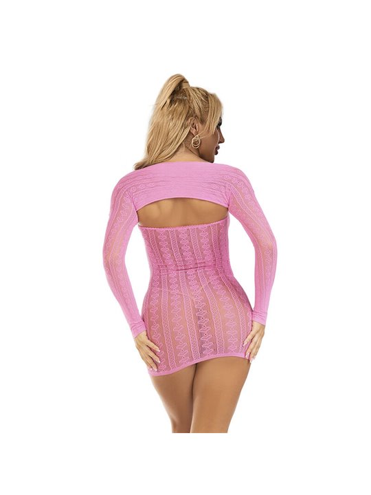 Subblime 952471 - Abito Corto Sexy a Rete Rosa Taglia Unica