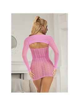 Subblime 952471 - Abito Corto Sexy a Rete Rosa Taglia Unica