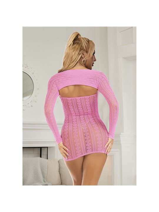 Subblime 952471 - Abito Corto Sexy a Rete Rosa Taglia Unica