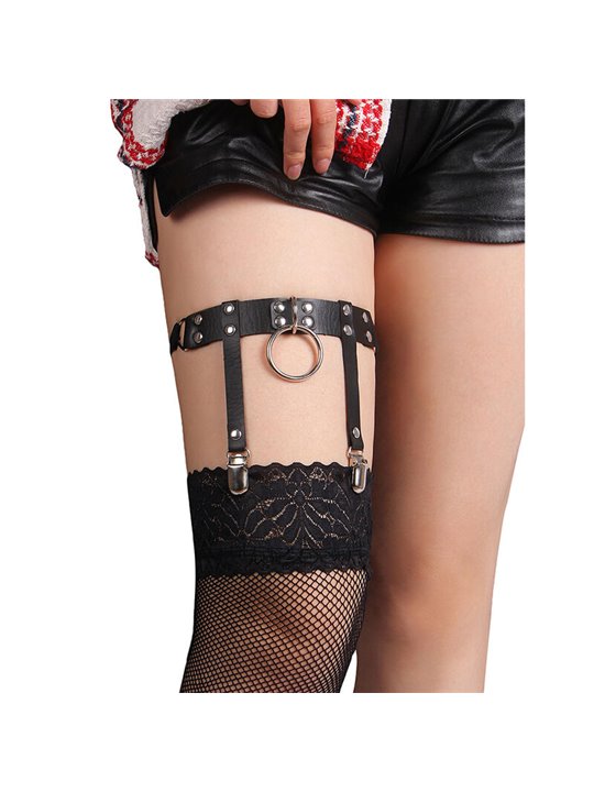 Subblime 953744 - Giarrettiera Punk in Pelle Nera Taglia Unica