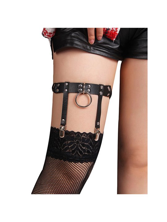 Subblime 953744 - Giarrettiera Punk in Pelle Nera Taglia Unica