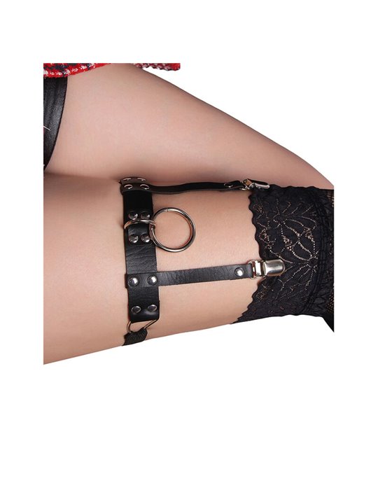 Subblime 953744 - Giarrettiera Punk in Pelle Nera Taglia Unica