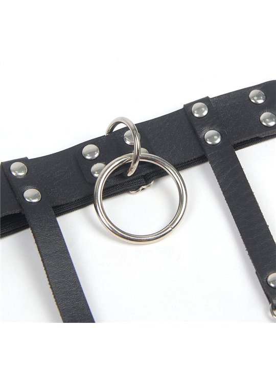 Subblime 953744 - Giarrettiera Punk in Pelle Nera Taglia Unica
