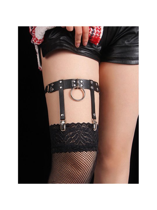 Subblime 953744 - Giarrettiera Punk in Pelle Nera Taglia Unica