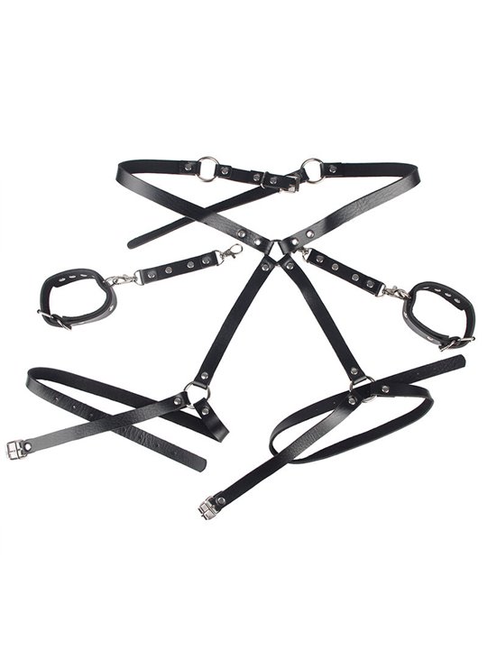 Subblime - 953690 Handcuffs With Bondage Belt Black One Size