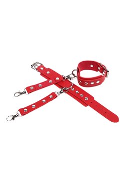 Subblime - 953706 Handcuffs With Bondage Belt Red One Size