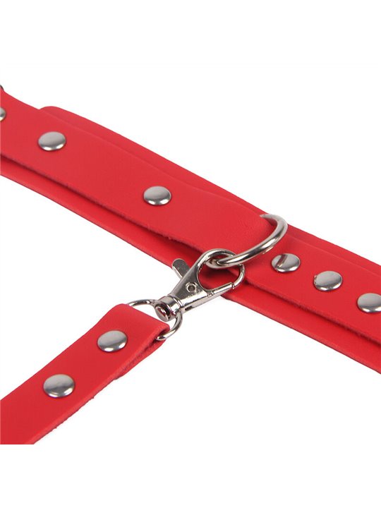 Subblime - 953706 Handcuffs With Bondage Belt Red One Size