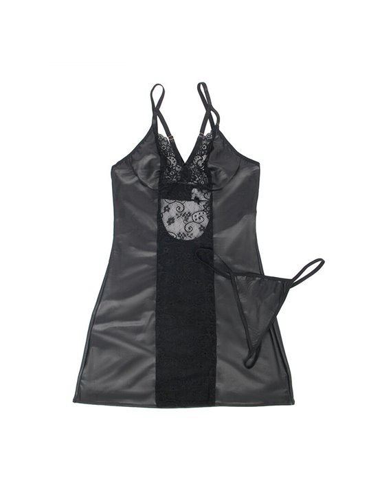 Subblime - 954161 Dress + Thong Leather Black S/M