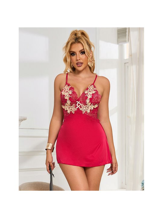 Subblime - 954130 Babydoll With Red Floral Design L/Xl
