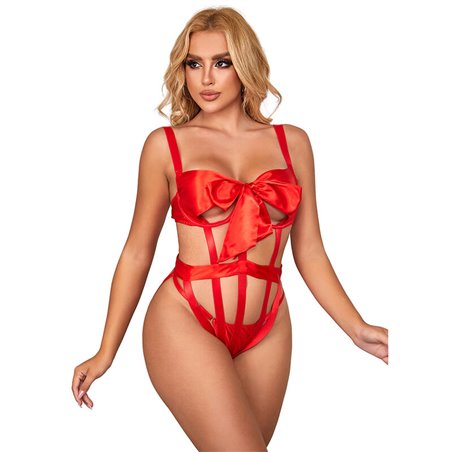 Subblime 954468 - Body Sexy Traforato con Fiocco Rosso S/M