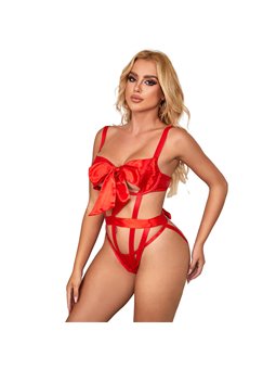 Subblime 954468 - Body Sexy Traforato con Fiocco Rosso S/M