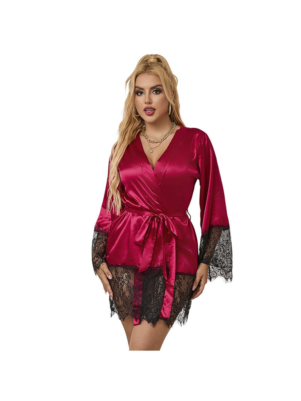 Subblime - 953829 Elegant Lace Pajamas + Thong Red L/Xl