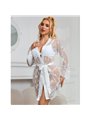 Subblime - 954369 Long Sleeve Nightgown With Floral Design White S/M