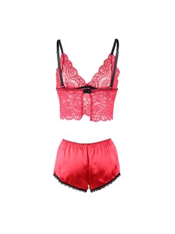 Subblime 953898 - Bralette e Culotte in Seta e Pizzo + Slip Rosso S/M