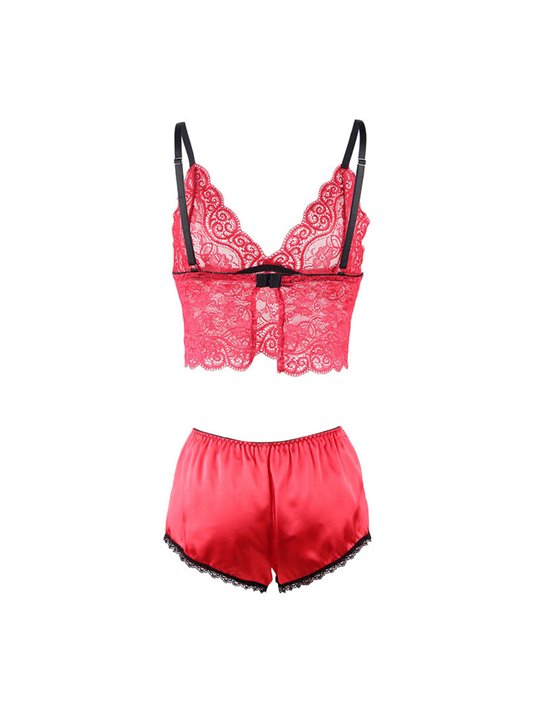 Subblime - 953904 Silk And Lace Nightgown + Panties Red L/Xl