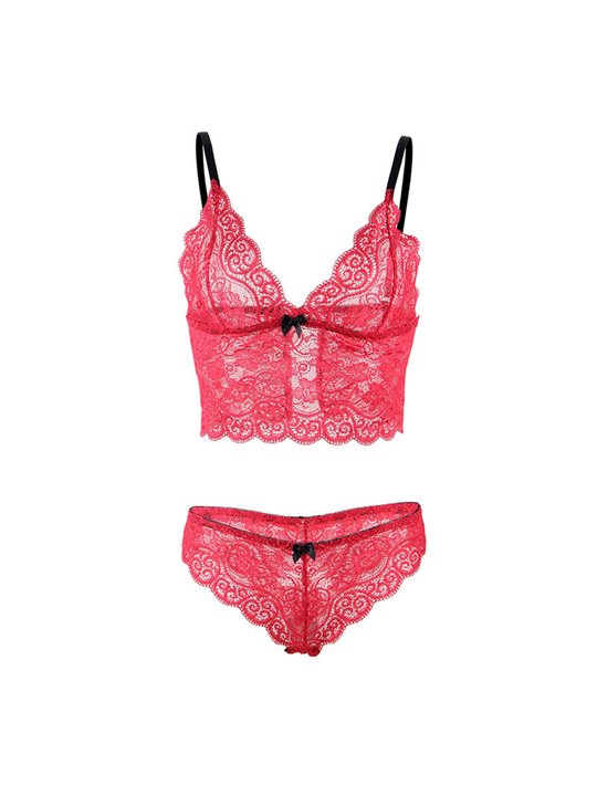 Subblime 953904 - Bralette e Culotte in Seta e Pizzo + Slip Rosso L/XL