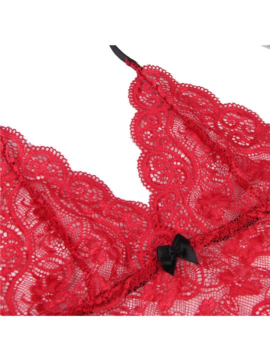 Subblime 953904 - Bralette e Culotte in Seta e Pizzo + Slip Rosso L/XL
