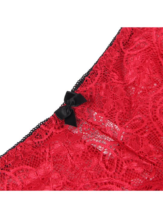 Subblime - 953904 Silk And Lace Nightgown + Panties Red L/Xl