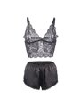 Subblime - 953911 Silk And Lace Nightgown + Panties Black S/M