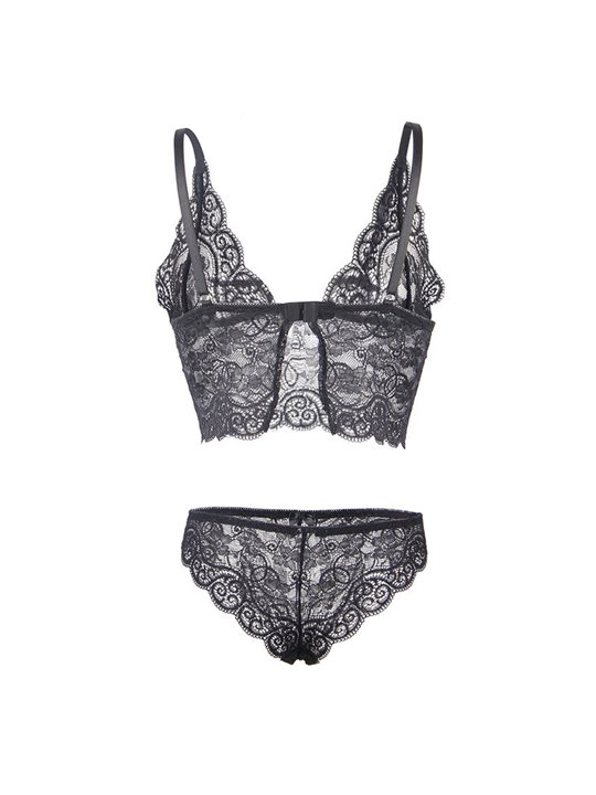 Subblime 953928 - Bralette e Culotte in Seta e Pizzo + Slip Nero L/XL