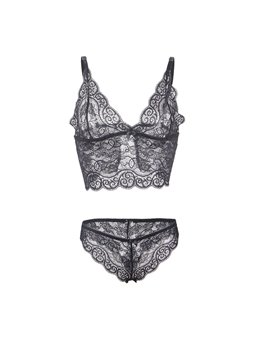 Subblime - 953928 Silk And Lace Nightgown + Panties Black L/Xl