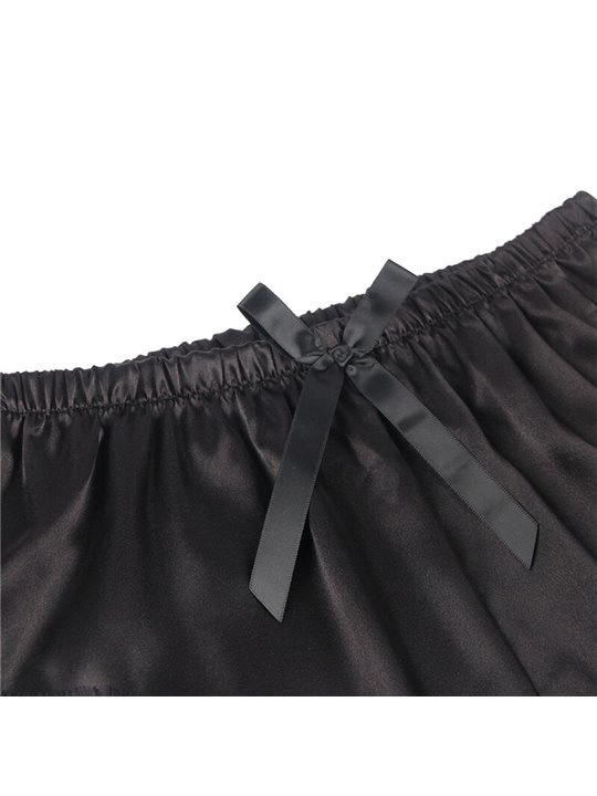 Subblime - 953935 Casual Silk Nightgown + Lace Pants Black S/M