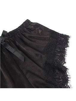 Subblime - 953942 Casual Silk Nightgown + Lace Pants Black L/Xl