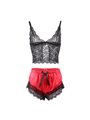 Subblime - 953959 Casual Silk Nightgown + Lace Pants Black/Red S/M