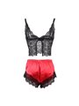 Subblime - 953959 Casual Silk Nightgown + Lace Pants Black/Red S/M