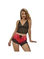 Subblime - 953966 Casual Silk Nightgown + Lace Pants Black/Red L/Xl
