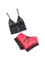 Subblime - 953966 Casual Silk Nightgown + Lace Pants Black/Red L/Xl