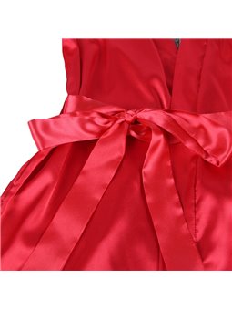 Subblime - 954017 Lace Sheer Back Camisole + Thong Red/Black S/M