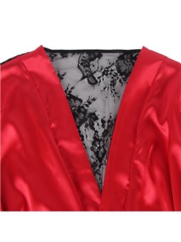Subblime - 954024 Lace Sheer Back Camisole + Thong Red/Black L/Xl