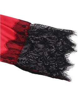 Subblime - 954024 Lace Sheer Back Camisole + Thong Red/Black L/Xl