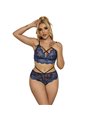 Subblime 954062 - Completo Intimo Reggiseno + Slip in Pizzo Blu S/M