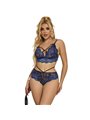 Subblime 954062 - Completo Intimo Reggiseno + Slip in Pizzo Blu S/M