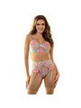 Subblime - 954109 Bra + Panties With Garter Belt Floral Design Blue S/M