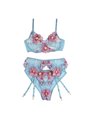 Subblime 954109 - Reggiseno + Slip + Reggicalze Floreale Blu S/M