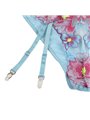 Subblime - 954109 Bra + Panties With Garter Belt Floral Design Blue S/M