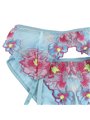 Subblime - 954109 Bra + Panties With Garter Belt Floral Design Blue S/M