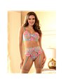 Subblime 954116 - Reggiseno + Slip + Reggicalze Floreale Blu L/XL
