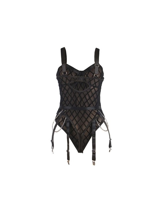 Subblime 954260 - Body con Catene + Cintura Reggicalze Nero S/M
