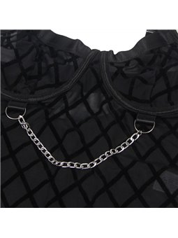Subblime 954260 - Body con Catene + Cintura Reggicalze Nero S/M