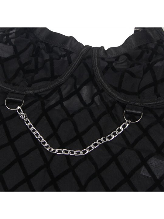 Subblime 954260 - Body con Catene + Cintura Reggicalze Nero S/M