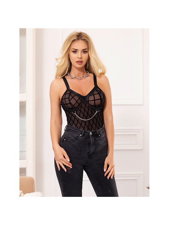 Subblime 954277 - Body con Catene + Cintura Reggicalze Nero L/XL