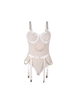 Subblime 954291 - Body con Catene + Cintura Reggicalze Bianco L/XL