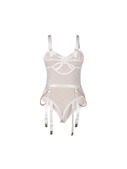 Subblime 954291 - Body con Catene + Cintura Reggicalze Bianco L/XL