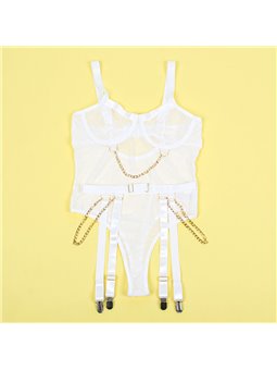Subblime - 954291 Body With Chains + Garter Belt White L/Xl